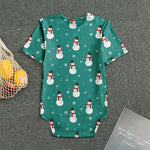 Teal Snowman Pattern Print Men's Bodysuit