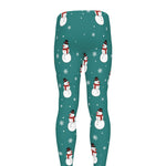 Teal Snowman Pattern Print Men's leggings