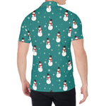 Teal Snowman Pattern Print Men's Shirt