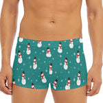 Teal Snowman Pattern Print Men's Short Boxer Briefs