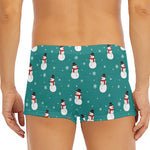 Teal Snowman Pattern Print Men's Short Boxer Briefs
