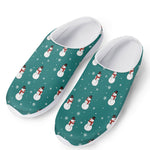 Teal Snowman Pattern Print Mesh Casual Shoes