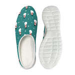 Teal Snowman Pattern Print Mesh Casual Shoes