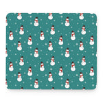 Teal Snowman Pattern Print Mouse Pad