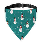 Teal Snowman Pattern Print Over The Collar Dog Bandana