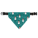 Teal Snowman Pattern Print Over The Collar Dog Bandana