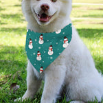 Teal Snowman Pattern Print Over The Collar Dog Bandana