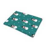 Teal Snowman Pattern Print Pet Cooling Mat Cover
