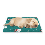 Teal Snowman Pattern Print Pet Cooling Mat Cover