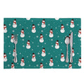 Teal Snowman Pattern Print Placemat