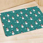 Teal Snowman Pattern Print Polyester Doormat