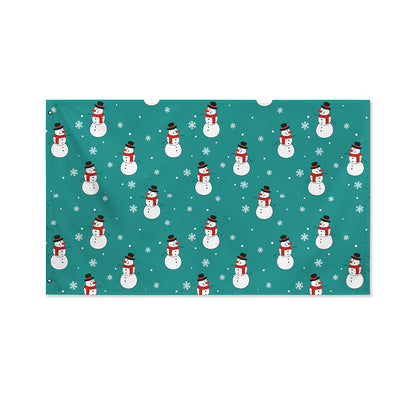 Teal Snowman Pattern Print Polyester Flag