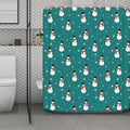 Teal Snowman Pattern Print Polyester Shower Curtain