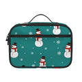 Teal Snowman Pattern Print Portable Lunch Bag