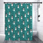 Teal Snowman Pattern Print Premium Shower Curtain