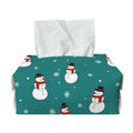 Teal Snowman Pattern Print Rectangle Tissue Box Cover