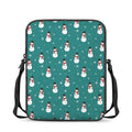 Teal Snowman Pattern Print Rectangular Crossbody Bag