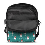 Teal Snowman Pattern Print Rectangular Crossbody Bag