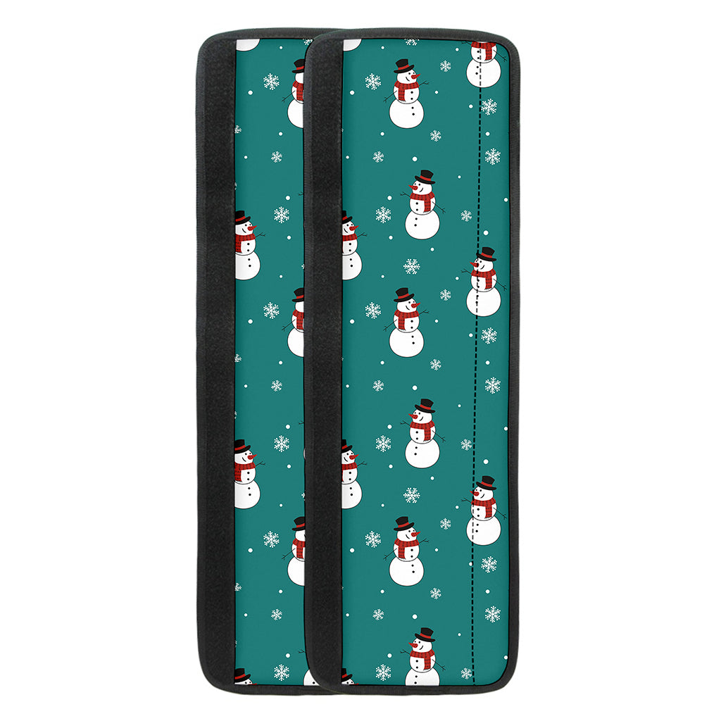 Teal Snowman Pattern Print Refrigerator Handle Covers
