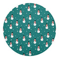 Teal Snowman Pattern Print Round Blanket