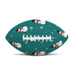 Teal Snowman Pattern Print Rugby Ball