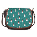 Teal Snowman Pattern Print Saddle Bag