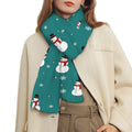 Teal Snowman Pattern Print Scarf