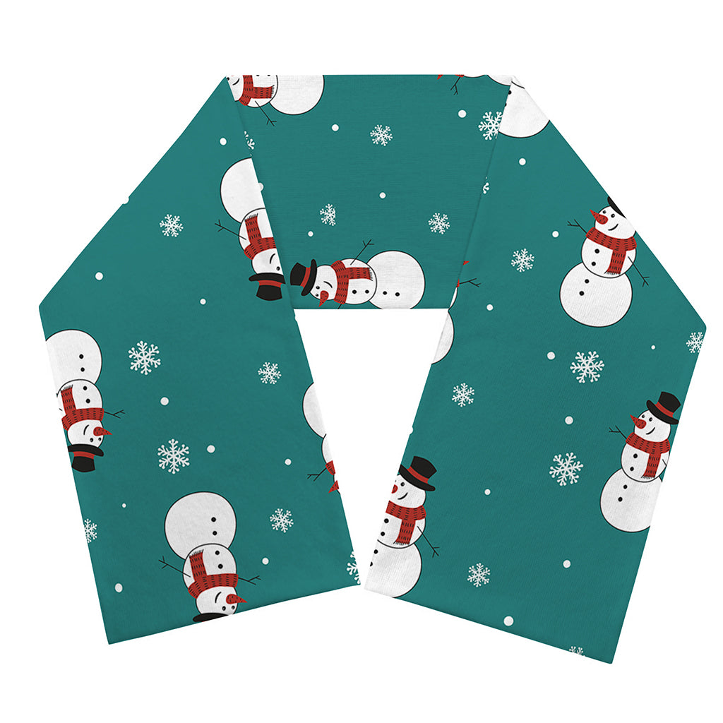 Teal Snowman Pattern Print Scarf
