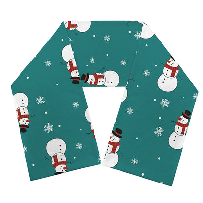 Teal Snowman Pattern Print Scarf