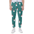 Teal Snowman Pattern Print Joggers