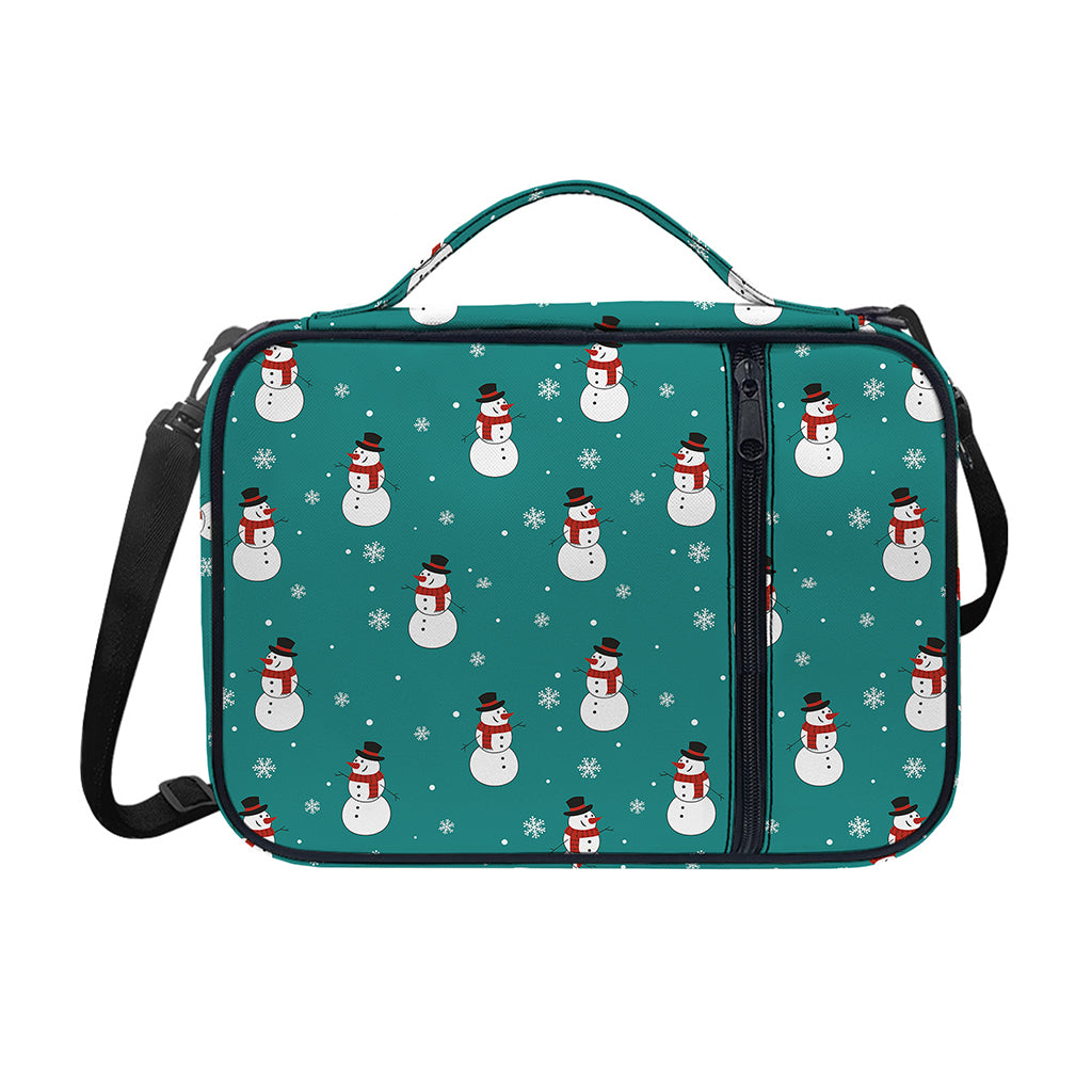 Teal Snowman Pattern Print Shoulder Strap Bible Bag
