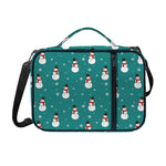 Teal Snowman Pattern Print Shoulder Strap Bible Bag