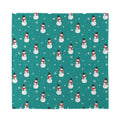 Teal Snowman Pattern Print Silk Bandana