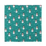 Teal Snowman Pattern Print Silk Bandana