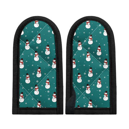 Teal Snowman Pattern Print Skillet Handle Cover