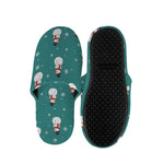Teal Snowman Pattern Print Slippers