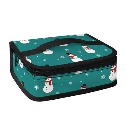 Teal Snowman Pattern Print Small Lunch Bag
