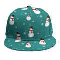 Teal Snowman Pattern Print Snapback Cap