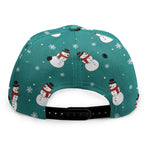 Teal Snowman Pattern Print Snapback Cap