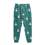 Teal Snowman Pattern Print Sweatpants