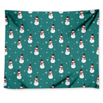 Teal Snowman Pattern Print Tapestry