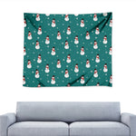 Teal Snowman Pattern Print Tapestry