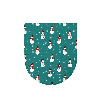 Teal Snowman Pattern Print Toilet Lid Cover