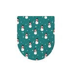 Teal Snowman Pattern Print Toilet Lid Cover