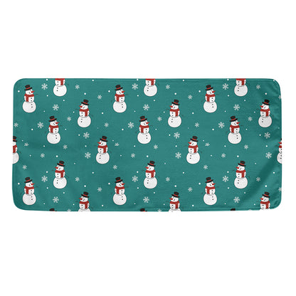 Teal Snowman Pattern Print Towel