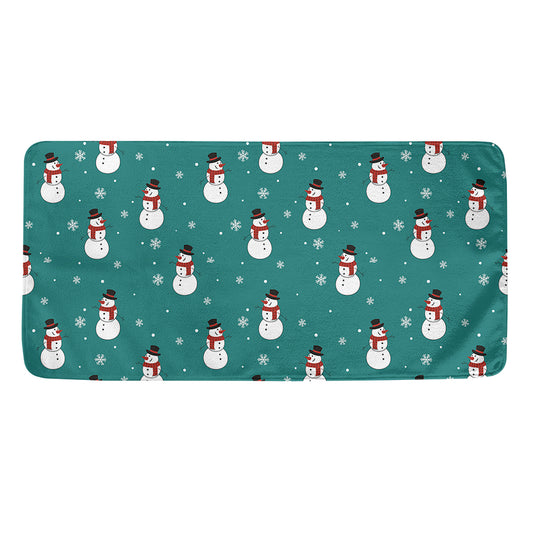 Teal Snowman Pattern Print Towel