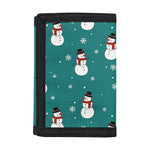 Teal Snowman Pattern Print Trifold Wallet