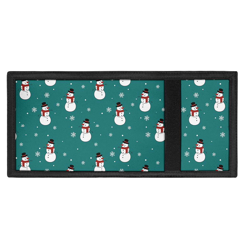 Teal Snowman Pattern Print Trifold Wallet