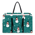Teal Snowman Pattern Print Utility Tote Bag