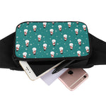 Teal Snowman Pattern Print Waist Bag